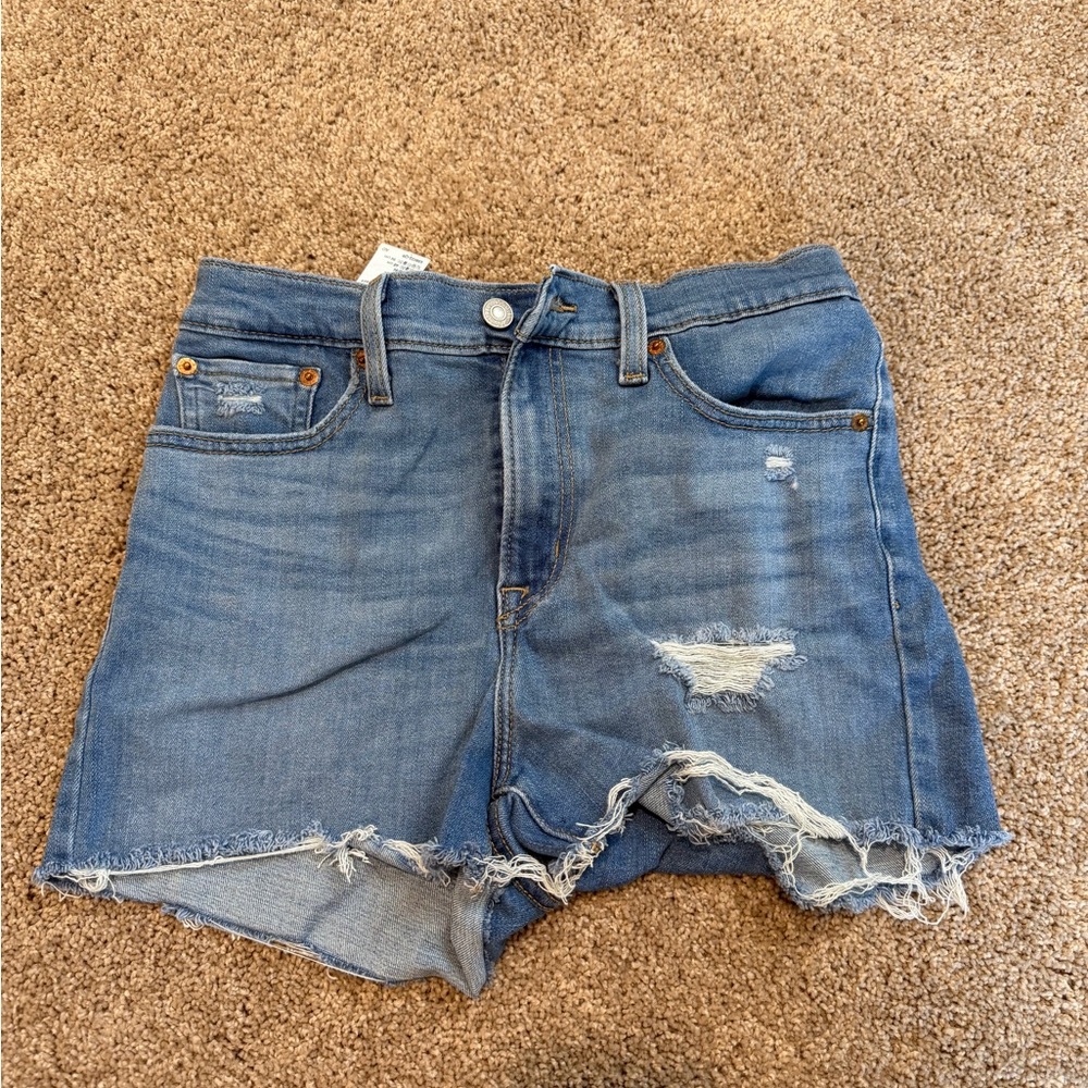 Levi's Blue Distressed Jean Shorts